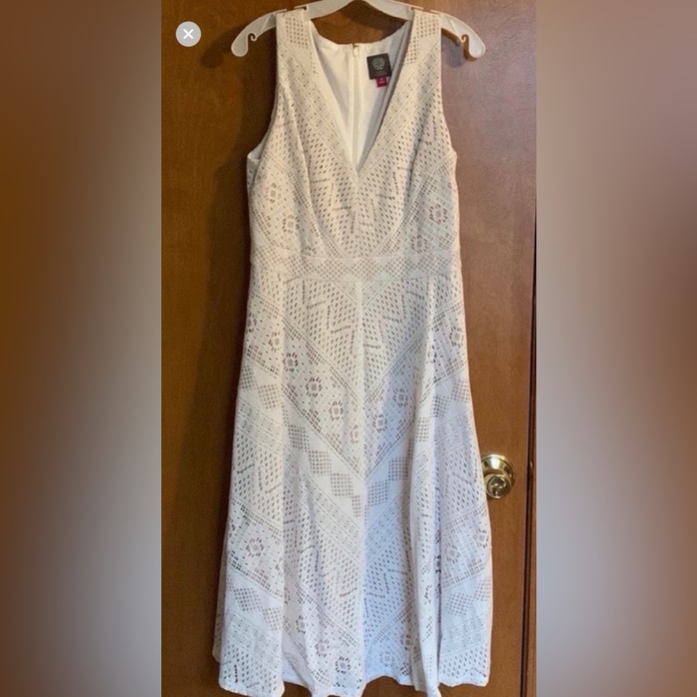 Vince Camuto White Lace Midi Dress